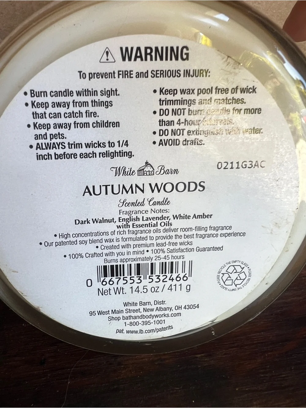 White Barn Autumn Woods Scented Candles - Picture 4 of 4